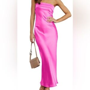 Strapless Pink Satin Dress